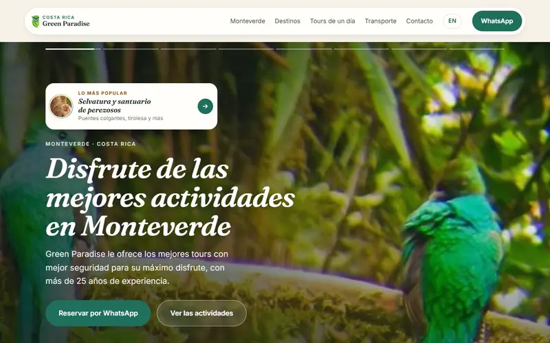 Primera pantalla de Costa Rica Green Paradise